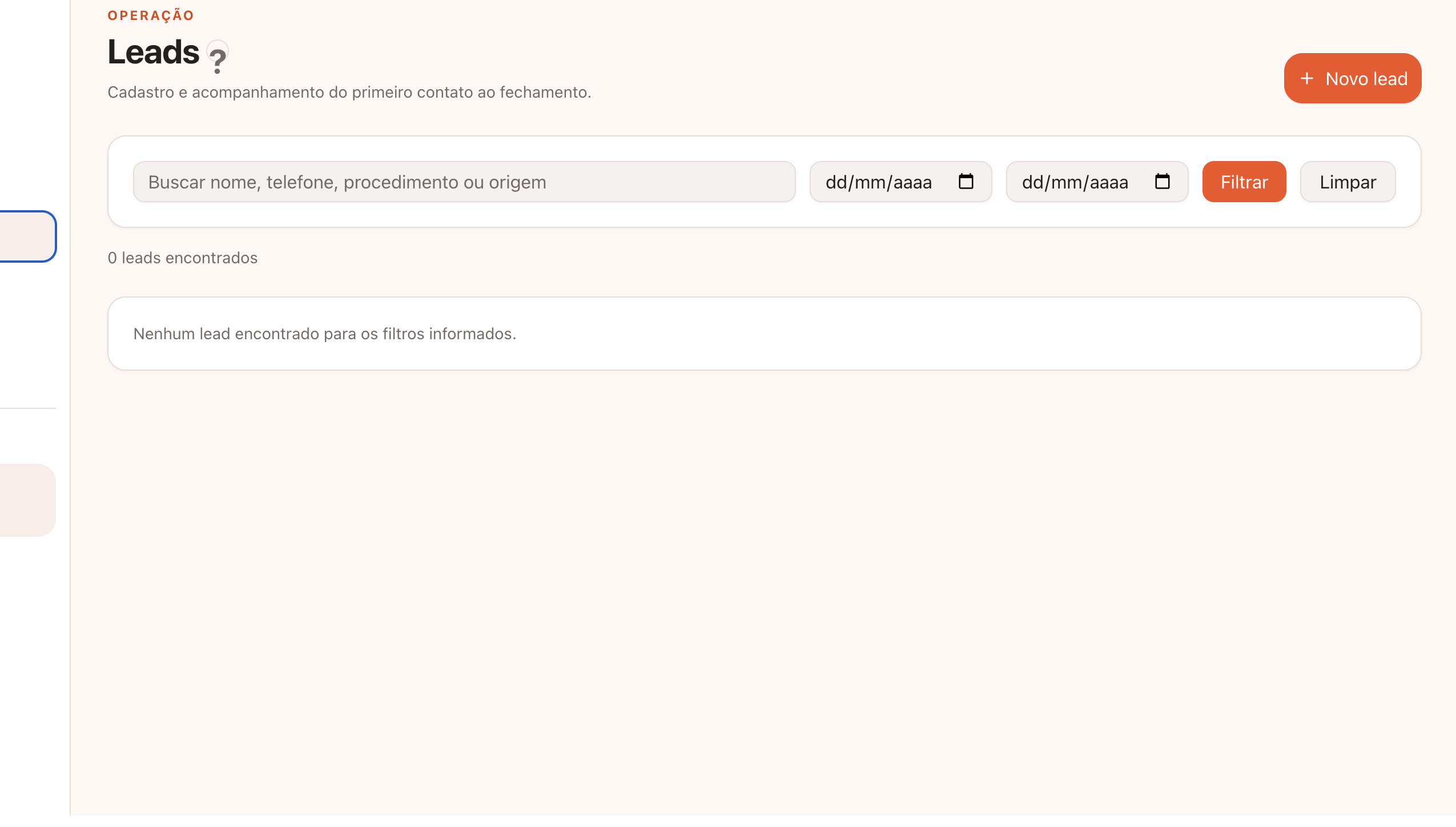 Tela real de acompanhamento de Leads da plataforma Impulsionar
